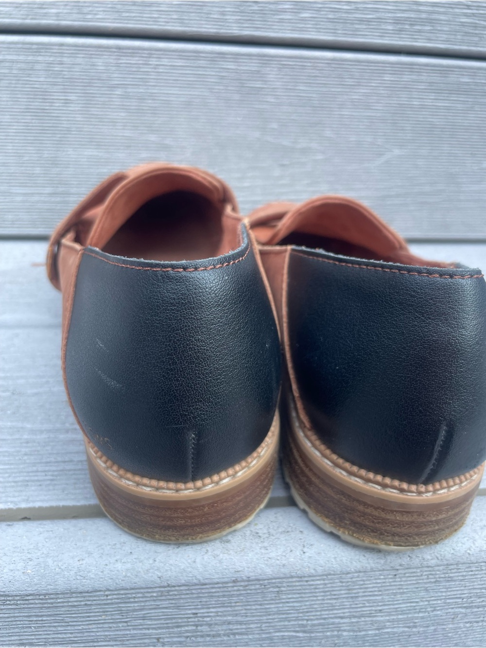 TOMS Mallory Hazel Loafers leather brown black women's 9.5 - Picture 6 of 7